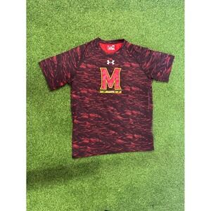 Under Armour Heatgear Shirt Mens Large Red Maryland Terrapins Basketball Team